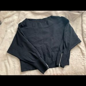 Free People Black Off the Shoulder Sweater